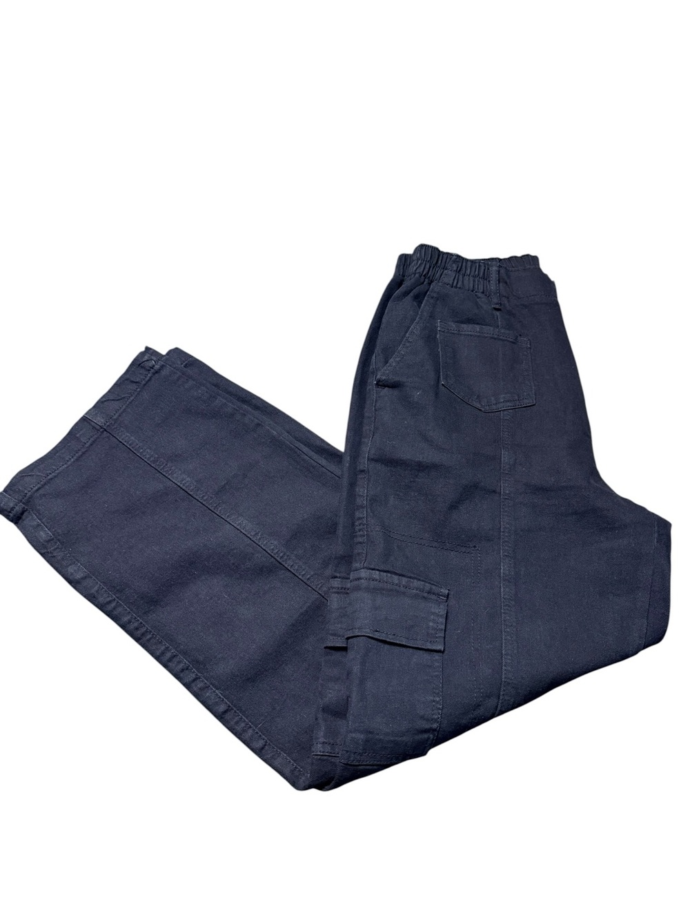 Madden NYC Black Cargo Pants Elastic Waist Wide Leg Large L - Picture 4 of 9